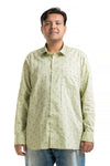 Plus SizeFull Sleeve Pista Green Printed Shirt-1033