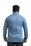 Plus SizeFull Sleeve Blue Printed Shirt-1096