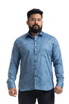 Plus SizeFull Sleeve Blue Printed Shirt-1096
