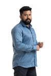 Plus SizeFull Sleeve Blue Printed Shirt-1096