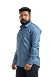Plus SizeFull Sleeve Blue Printed Shirt-1096