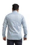 Plus SizeFull Sleeve Ice bluePrinted Shirt- 1097