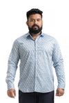 Plus SizeFull Sleeve Ice bluePrinted Shirt- 1097