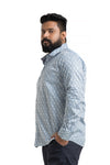 Plus SizeFull Sleeve Ice bluePrinted Shirt- 1097