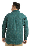 Plus SizeFull Sleeve Bottle Green Printed Shirt-1088