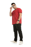 Men Plus Size Striped Round Neck Tshirt