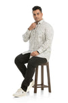 Plus SizeFull Sleeve White Printed Shirt-1083