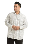 Plus SizeFull Sleeve White Printed Shirt-1083