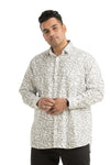 Plus SizeFull Sleeve White Printed Shirt-1083