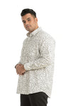 Plus SizeFull Sleeve White Printed Shirt-1083