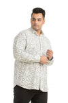 Plus SizeFull Sleeve White Printed Shirt-1083