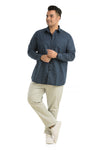 Plus Size Full Sleeve Navy Printed Shirt-1087