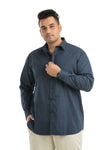 Plus Size Full Sleeve Navy Printed Shirt-1087
