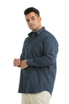 Plus Size Full Sleeve Navy Printed Shirt-1087