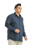 Plus Size Full Sleeve Navy Printed Shirt-1087