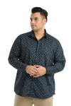 Plus SizeFull Sleeve Dark Blue Printed Shirt-1089
