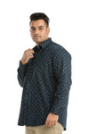 Plus SizeFull Sleeve Dark Blue Printed Shirt-1089