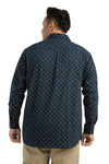 Plus SizeFull Sleeve Dark Blue Printed Shirt-1089