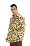 Plus SizeFull Sleeve Yellow Printed Shirt