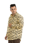 Plus SizeFull Sleeve Yellow Printed Shirt