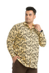 Plus SizeFull Sleeve Yellow Printed Shirt