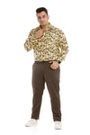 Brown Texture Cotton Trouser Men's Plus Size