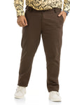 Brown Texture Cotton Trouser Men's Plus Size