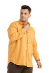 Plus SizeFull Sleeve Mustard Printed Shirt-1085