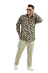 Plus SizeFull Sleeve Yellow & Black Printed Shirt