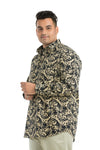 Plus SizeFull Sleeve Yellow & Black Printed Shirt
