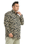 Plus SizeFull Sleeve Yellow & Black Printed Shirt
