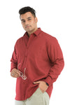 Plus SizeFull Sleeve Red Printed Shirt-1086