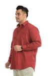 Plus SizeFull Sleeve Red Printed Shirt-1086