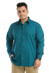 Plus SizeFull Sleeve Blue Printed Shirt-1090