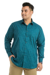 Plus SizeFull Sleeve Blue Printed Shirt-1090