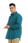 Plus SizeFull Sleeve Blue Printed Shirt-1090