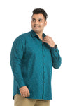 Plus SizeFull Sleeve Blue Printed Shirt-1090