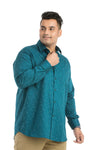 Plus SizeFull Sleeve Blue Printed Shirt-1090