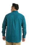 Plus SizeFull Sleeve Blue Printed Shirt-1090