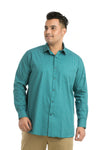 Plus SizeFull Sleeve Teal Blue Printed Shirt-1084