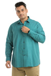 Plus SizeFull Sleeve Teal Blue Printed Shirt-1084