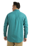 Plus SizeFull Sleeve Teal Blue Printed Shirt-1084