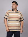Men Plus Size Polo Stripe T-shirt