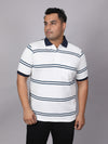 Men Plus Size Polo Stripe T-shirt-2086