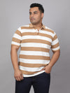 Men Plus Size Polo Stripe T-shirt
