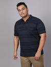 Men Plus Size Polo Stripe T-shirt-2085
