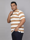 Men Plus Size Polo Stripe T-shirt