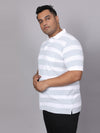 Men Plus Size Polo Stripe T-shirt