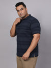 Men Plus Size Polo Stripe T-shirt-2085