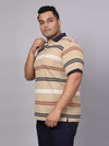 Men Plus Size Polo Stripe T-shirt